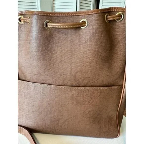Nina Ricci Tan and Brown Patterned Bucket Bag Nina Ricci - Authentic Nina Ricci Shoulder Bag on Designer  main image 4